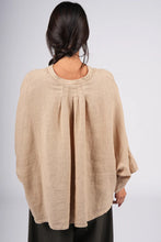 Load image into Gallery viewer, Linen Button up top pleat detail Ocre