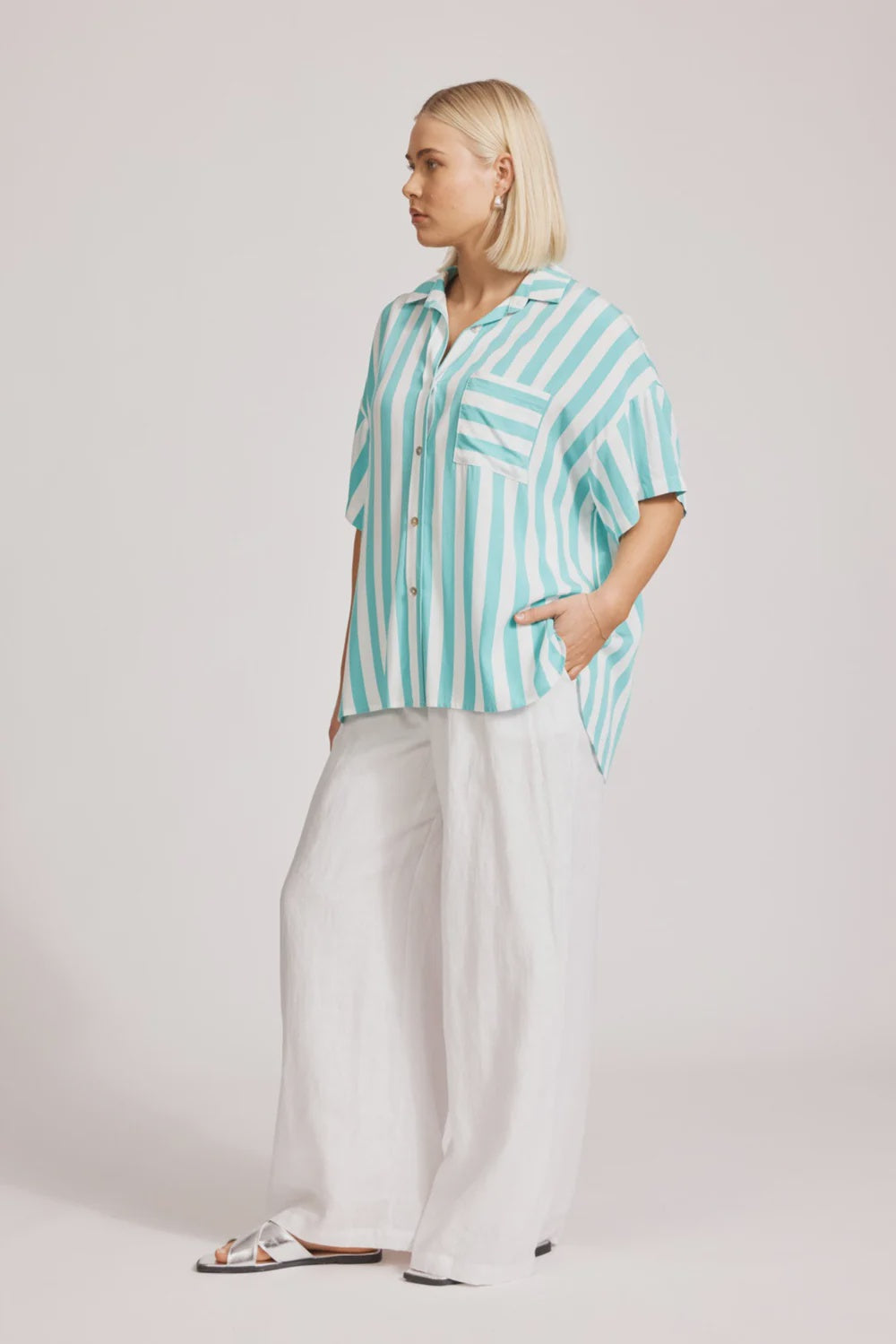Treville Stripe Shirt Aqua