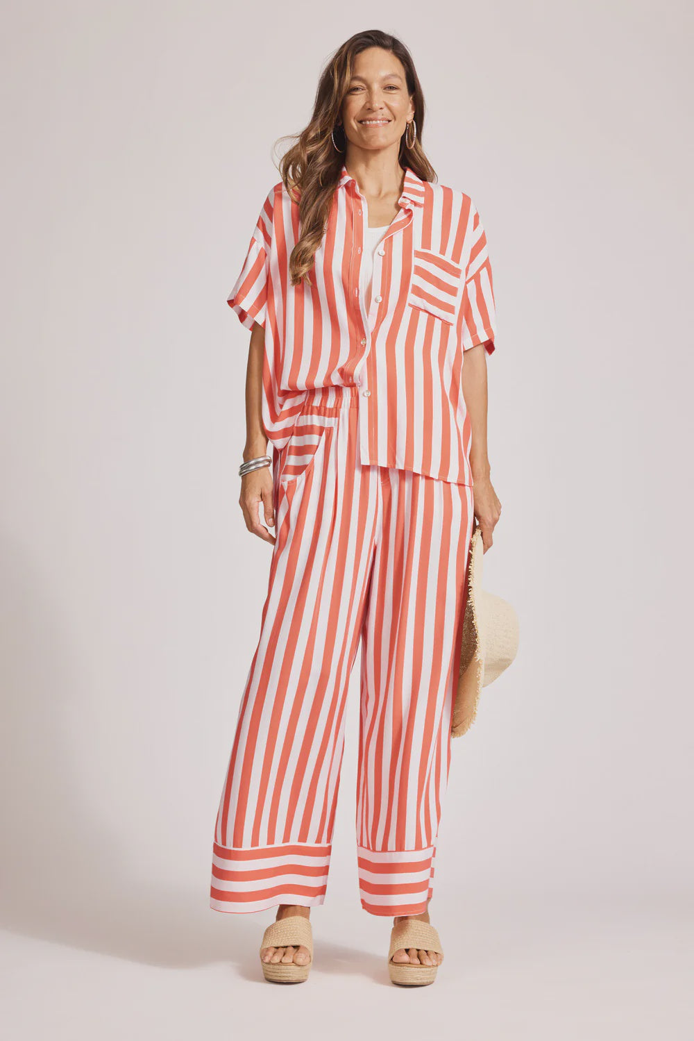 Treville Stripe Shirt Coral