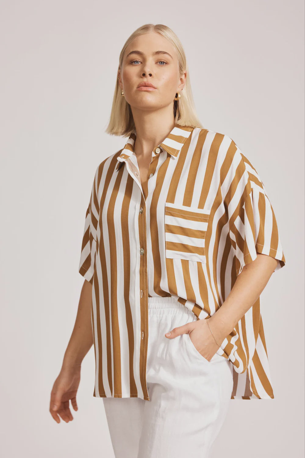 Treville Stripe Shirt Caramel
