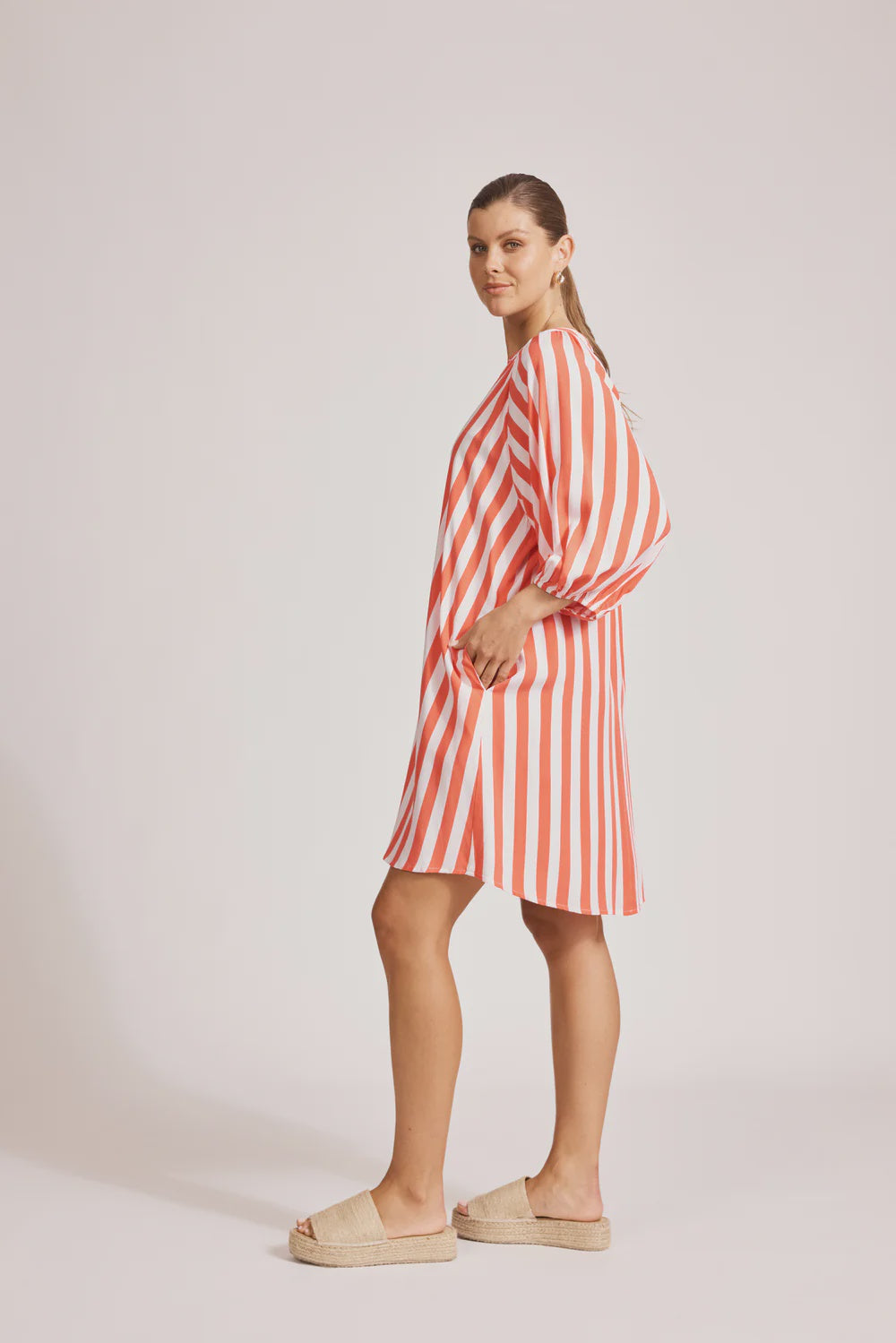 Treville Stripe Dress Coral
