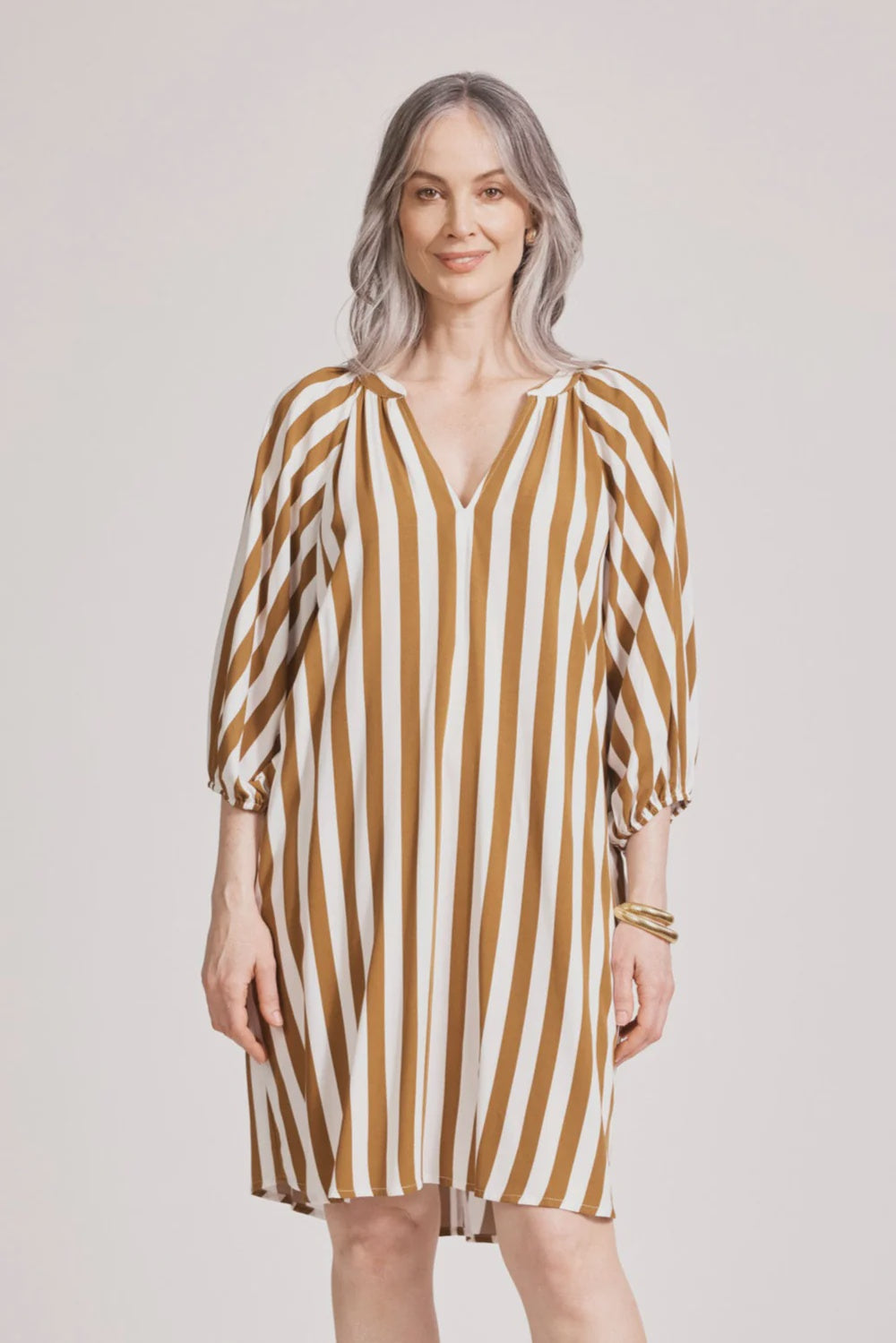 Treville Stripe Dress Caramel