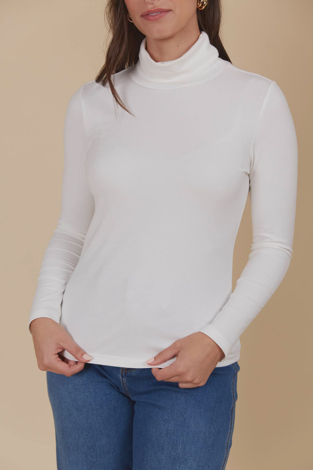 Naria Roll Neck Top Ivory