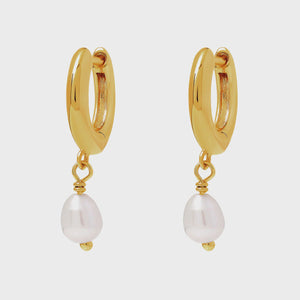 Delicate Pearl Huggies Gold