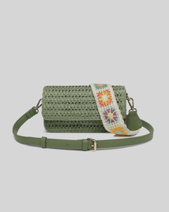 Freya Raffia Crossbody Sage