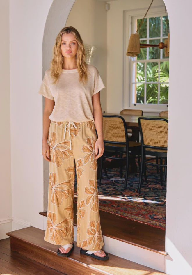 Floral Embroidery Pants