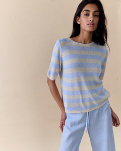 Stripe Summer Tee Soft Blue