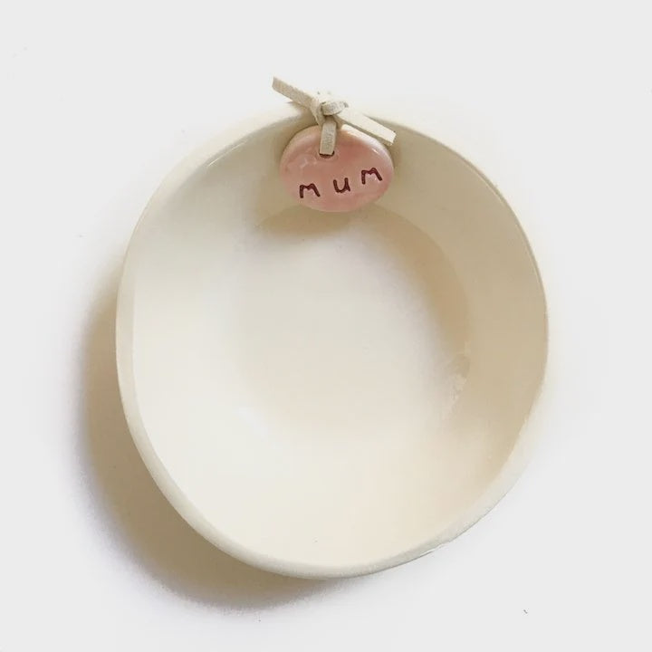 Ceramic bowl pink tag